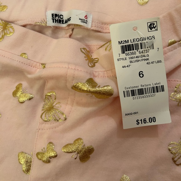 Epic Threads Pink Gold Butterfly Leggings Shorts Size 6 - Picture 3 of 3